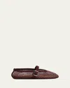 Alaïa Patent Leather-trimmed Mesh Ballet Flats In Burgundy