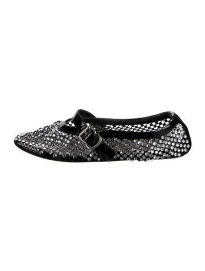 Pre-owned Alaïa Crystal Patterned Ballet Flats In Black