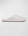 ALAÏA CRYSTAL STUD LEATHER FLAT MULES