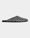 ALAÏA CRYSTAL STUD LEATHER FLAT MULES