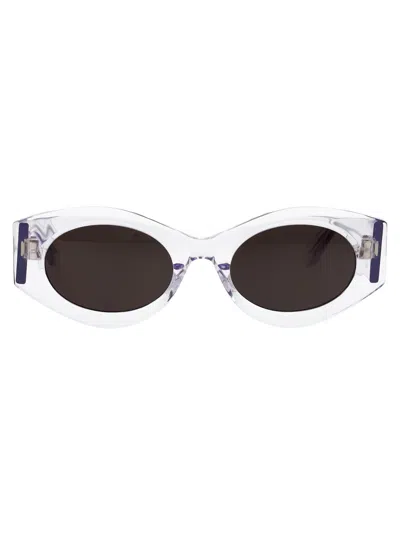 Alaïa Alaia Crystal-crystal-grey Acetate Sunglasses In Brown