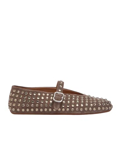 Alaïa Crystal-embellished Suede Ballet Flats In Animal Print
