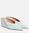 Alaïa Cube 75 Suede Wedge Mules In Blue