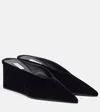 Alaïa Cube 75 Suede Wedge Mules In Black