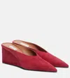 Alaïa 75 Suede Point-toe Wedge Mules In Pink