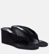 Alaïa Black Satin Tong Wedge Sandals