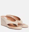 Alaïa Cube 75 Suede Wedge Thong Mules In Neutral