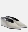 Alaïa Cube 75 Velvet Wedge Pumps In Gray