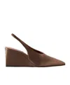 Alaïa Cube 75 Satin Slingback Wedge Pumps In Brown