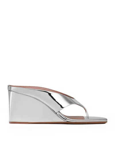 Alaïa Cube Flip-flops In Shiny Leather With A Mirror Effect In Silver