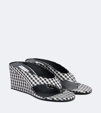 Alaïa Cube Gingham Wedge Sandals In Black