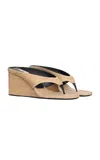 ALAÏA CUBE RAFFIA THONG WEDGE SANDALS