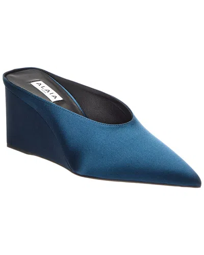 ALAÏA ALAIA CUBE SILK WEDGE MULE
