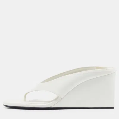 Pre-owned Alaïa Cube Size 38 White Satin Wedge Sandals