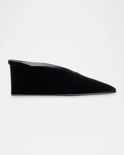 Alaïa Cube Velvet Wedge Mules In Black
