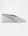 Alaïa Cube Pointed Toe Wedge Mule In Silver