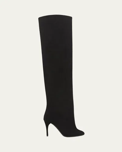 Alaïa Cuissardes Stiletto Leather Knee Boots In Noir