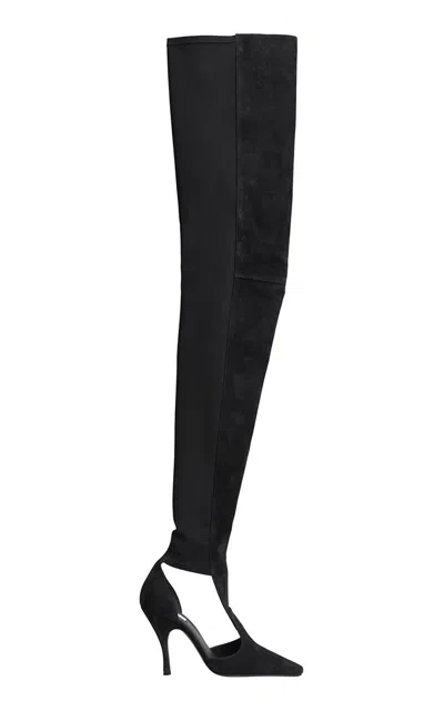 Alaïa Cuissardes Suede Thigh-high Boots In Black