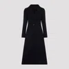 Alaïa Navy Blue Wool Curved Coat In Blue
