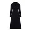 Alaïa Navy Blue Wool Curved Coat In Blue