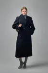 Alaïa Curved Coat Wool In Blue