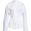 Alaïa Curved Cotton Button-up Shirt In White