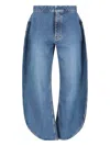 Alaïa Round Stretch Mid-rise Wide-leg Jeans In Blue