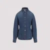 Alaïa Mineral Blue Cotton Curved Shirt With Pointed Collar In Blue