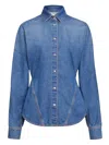 Alaïa Round Denim Shirt In Blue