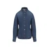 Alaïa Mineral Blue Cotton Curved Shirt With Pointed Collar In Blue
