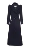 Alaïa Curved Virgin Wool Coat In Blue