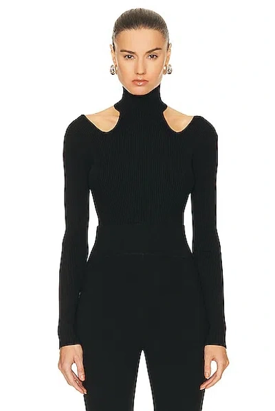 Alaïa Women's Long-sleeve Cut-out Bodysuit In Black