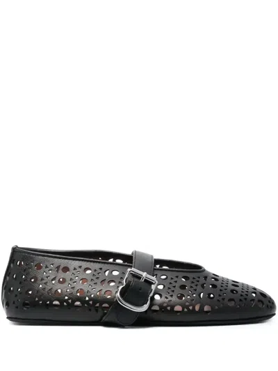 Alaïa Vienne Leather Ballet Flats In Black