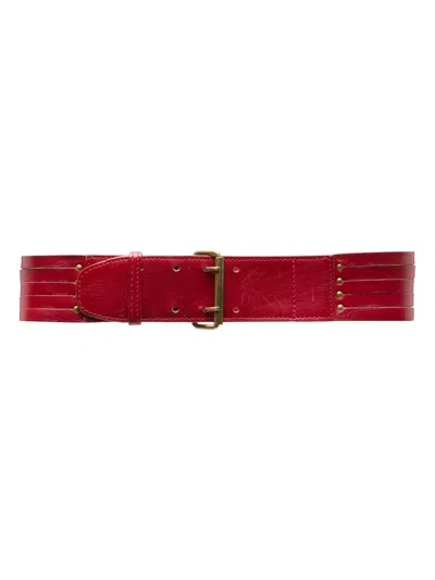 Pre-owned Alaïa Cut-out Leather Belt In 红色