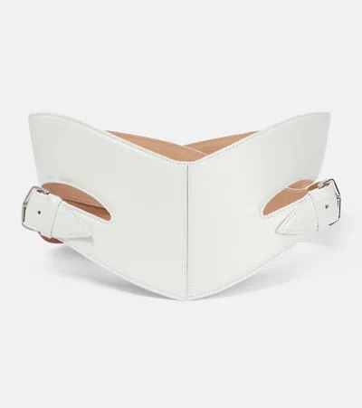 Alaïa Cut-out Leather Belt In White