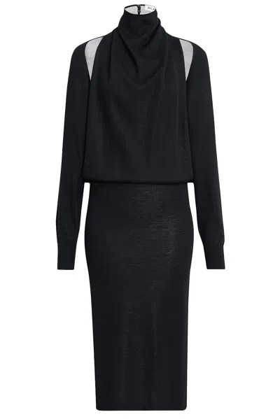 Alaïa Cut Out Long Sleeve Dress In Black