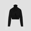 Alaïa Cropped Turtleneck Long Sleeve Knitwear In Black
