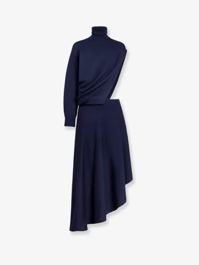 Alaïa Cut-out Virgin Wool Dress In Blue