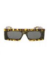 Alaïa Cut Rectangular Sunglasses In Brown