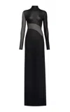 Alaïa Sheer Bodice High-neck Dress In Black