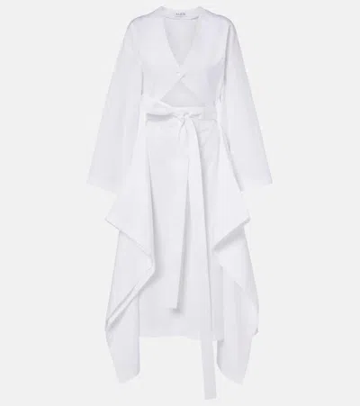Alaïa Cutout Cotton Poplin Midi Dress In White