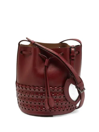 Pre-owned Alaïa Cut-out Drawstring Bucket Bag In Red