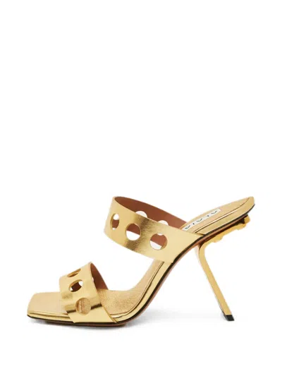 Pre-owned Alaïa Cut-out Leather Heeled Sandals In Gold