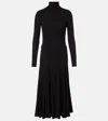 Alaïa Open-back Jersey Turtleneck Midi Dress In Black