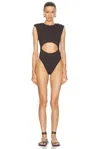 Alaïa Cut-out Swimsuit In Chocolate