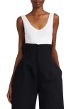 ALAÏA CUTOUT OPEN BACK COTTON RIB BODYSUIT