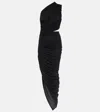 Alaïa Cutout Ruched Jersey Midi Dress In Schwarz