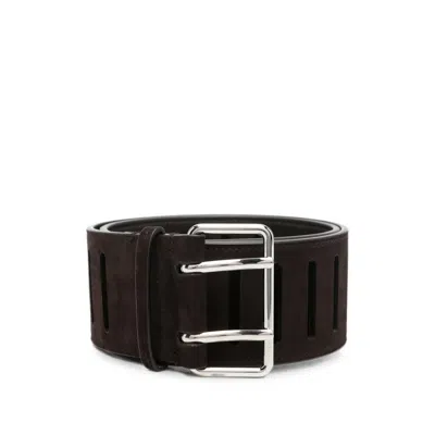 Alaïa Cut-out Suede Belt In Brown