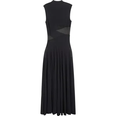 Alaïa Cutout Waist Sleeveless Jersey Fit & Flare Dress In Black