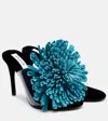 Alaïa Women Asymmetric Sandals With Large 3-d Leather Flower In Brown